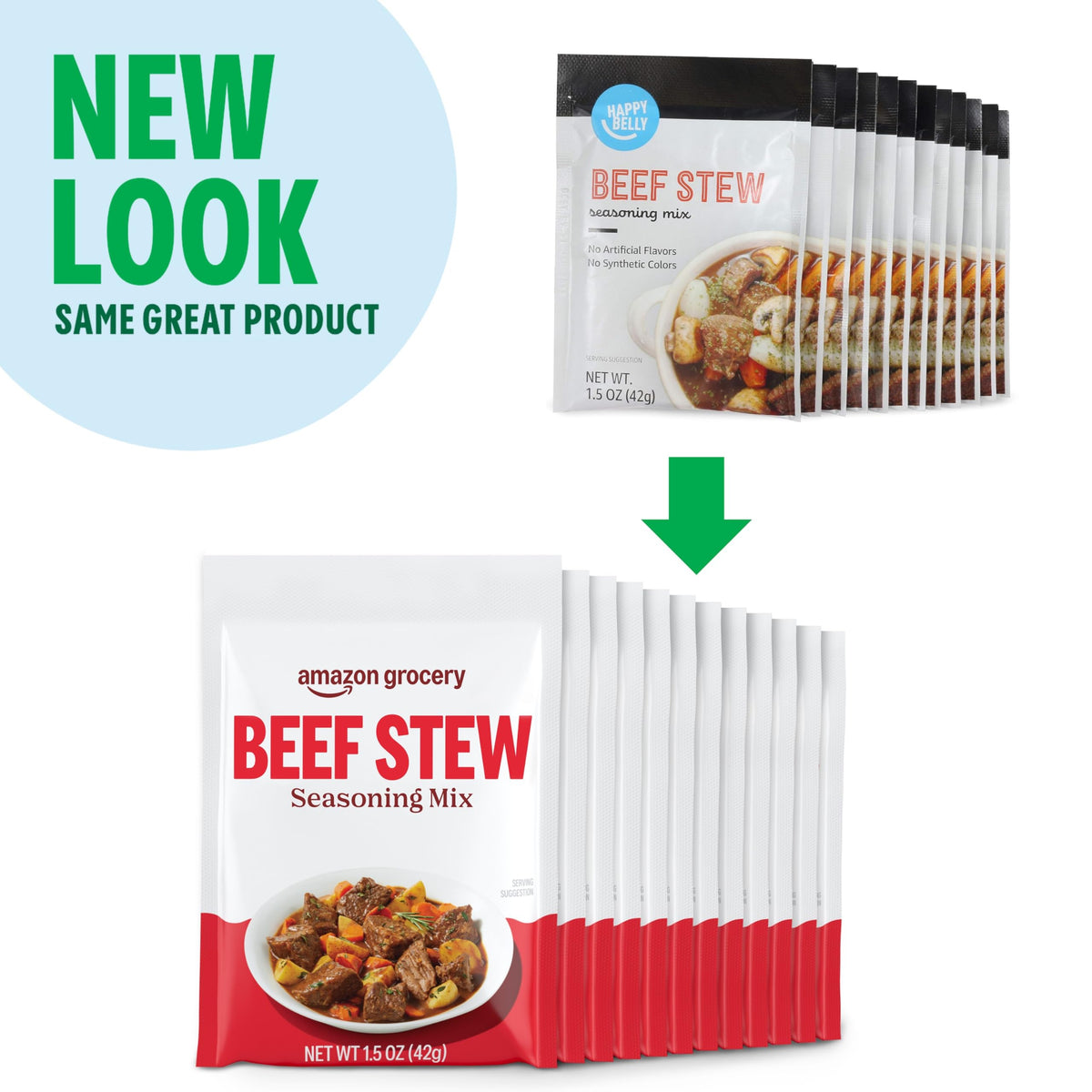 Amazon Grocery beef stew seasoning packets ready to simmer with beef and veggies