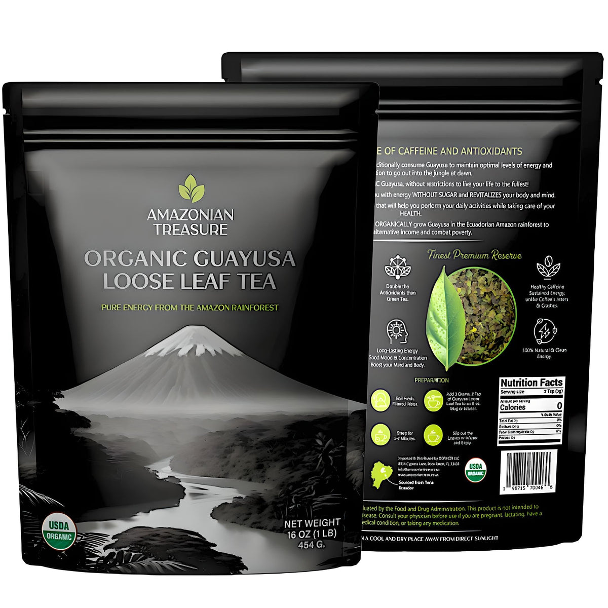 Amazonian Treasure Guayusa cup shows smooth energy with each sip.