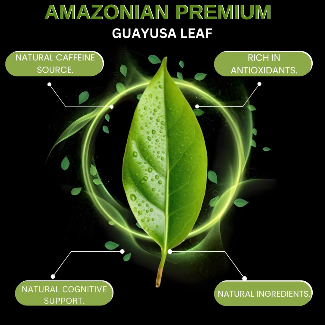Eco-friendly packaging of Amazonian Treasure Guayusa supports sustainable practices.