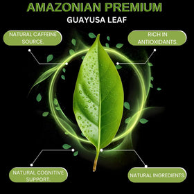 Eco-friendly packaging of Amazonian Treasure Guayusa supports sustainable practices.