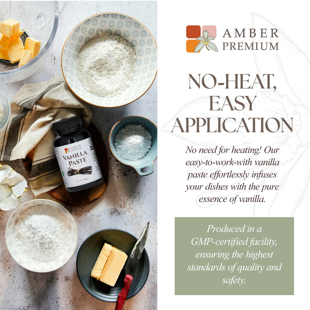 Amber Premium Vanilla Paste stirred into cake batter for enhanced aroma.