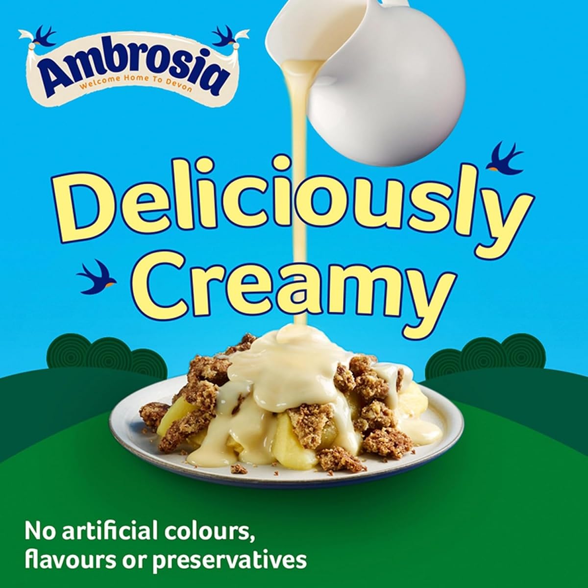 Ready-to-serve Ambrosia Devon Custard pairs with pies and puddings.