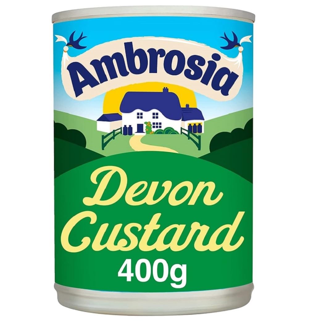 Smooth, dairy-based texture close-up of Ambrosia Devon Custard.