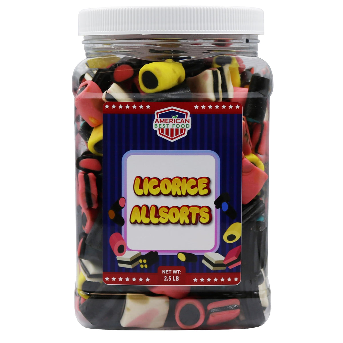 Vibrant American Best Food Licorice Allsorts assortment enhances party displays and invites sampling.