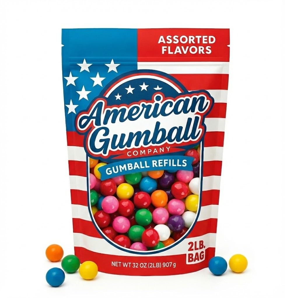 American Gumball Company 2lb bag of gumballs ideal for gumball machines.