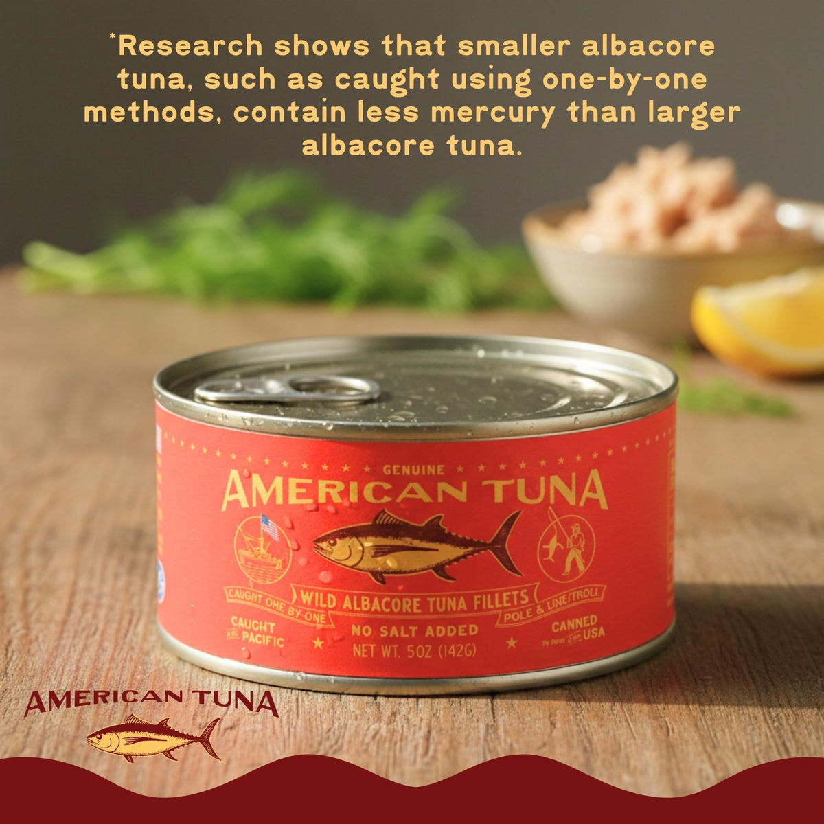 American Tuna opened can pour view for quick meals