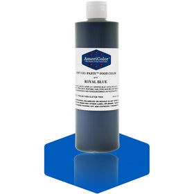 Americolor Royal Blue soft gel paste bottle pour colors fondant smoothly.