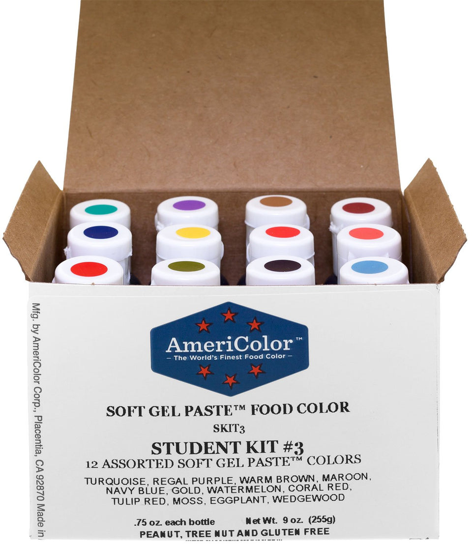 AmeriColor Student Kit 3 Watermelon color for smooth, vibrant frosting tinting.
