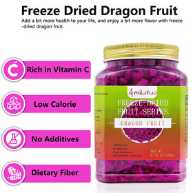 Amilutuo freeze-dried dragon fruit snack in a resealable jar with no added sugars.