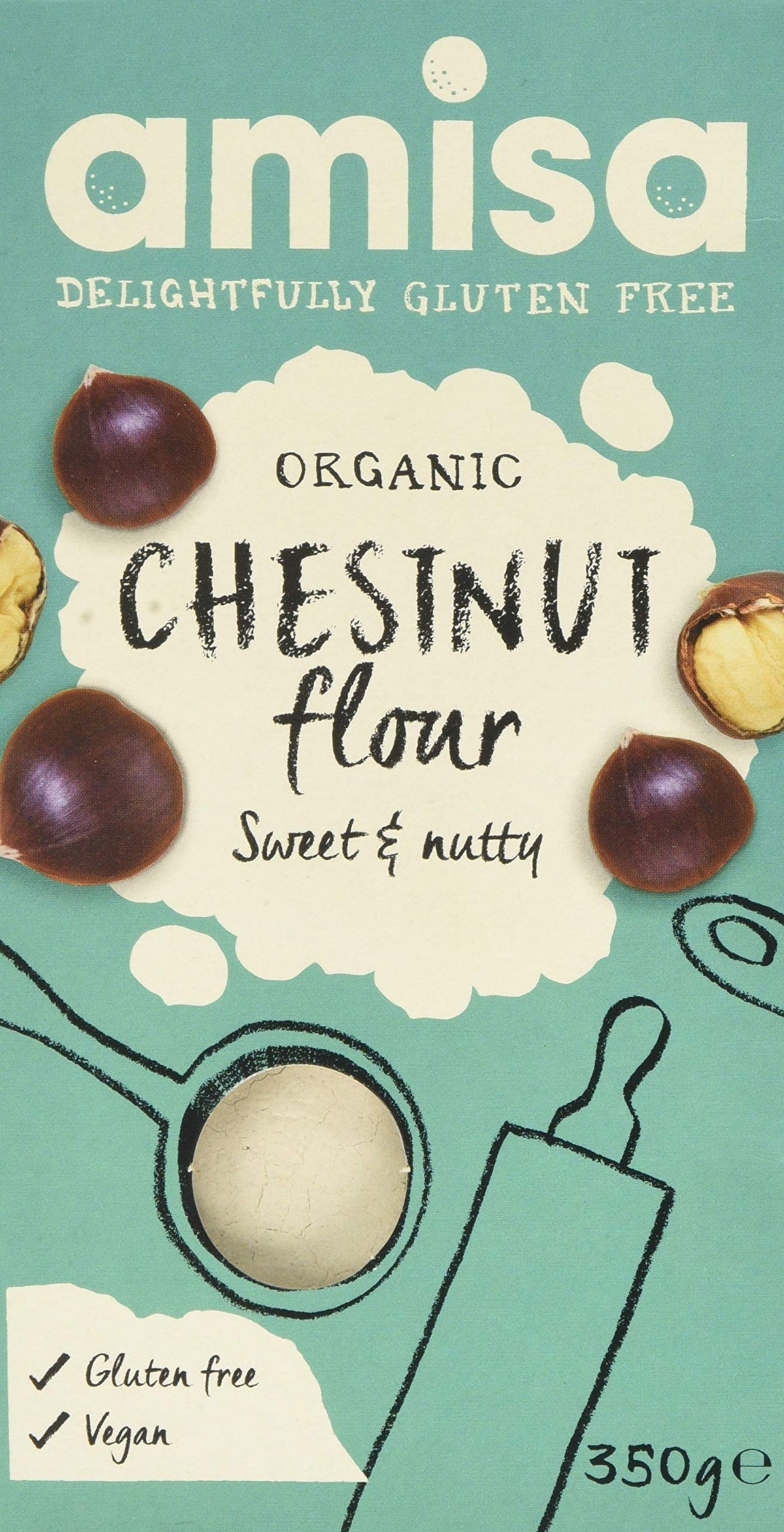 Amisa BIONA organic chestnut flour bag for gluten-free baking.