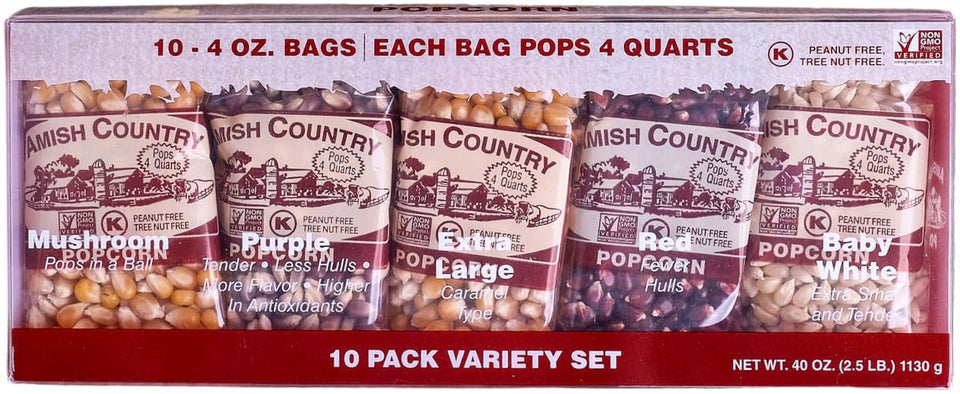 Amish Country Popcorn 10-pack variety gift set for at-home snacking