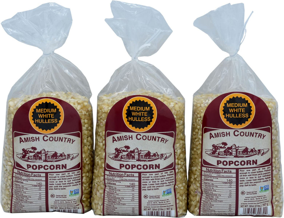 Amish Country Popcorn 3-2 lb bags for bulk snacking