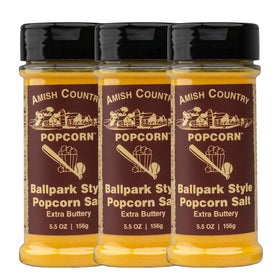 Amish Country Popcorn ballpark butter-salt bottle keeps popcorn flavor ready for family snacking.
