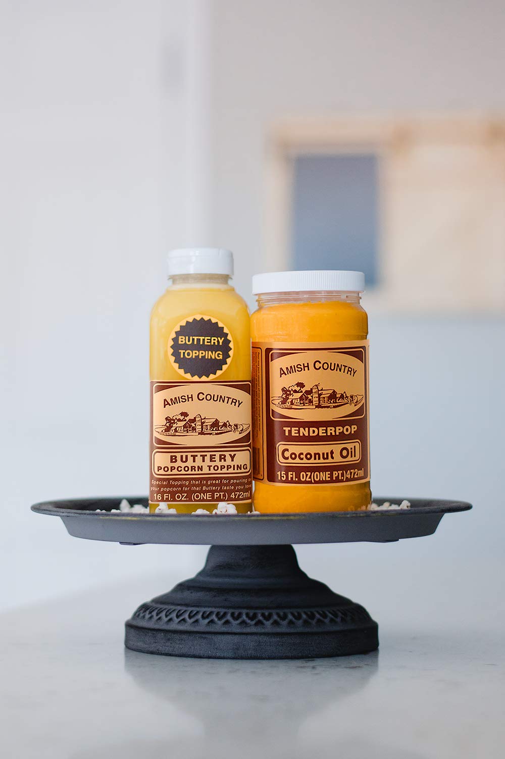Amish Country Popcorn bundle pack displays both oil and topping