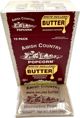 Amish Country Popcorn butter kosher certification label on the package.