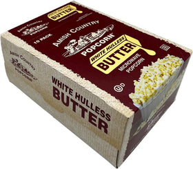 Amish Country Popcorn butter microwave packaging highlights a convenient 10-pack.