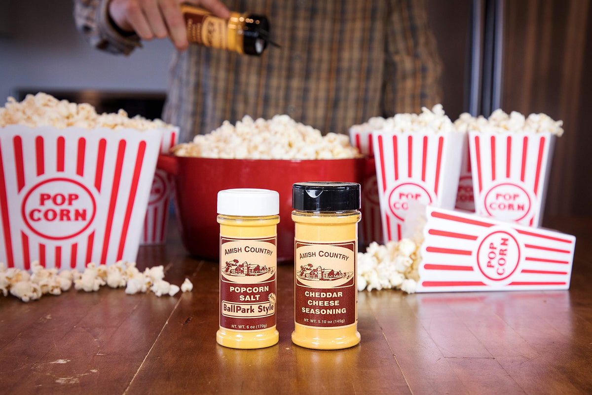 Poured BallPark Buttersalt on popcorn to create a glossy savory coating