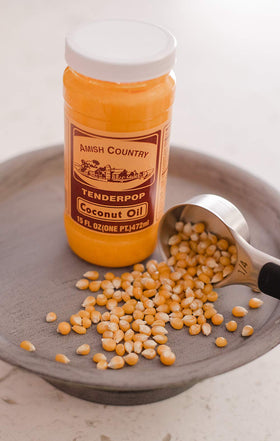 Amish Country Popcorn ButterSalt tin shaker adds even, savory seasoning