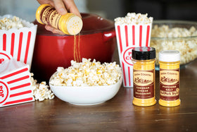 Amish Country Popcorn Cheddar Cheese seasoning jar adds bold cheddar notes