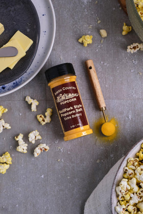 Amish Country Popcorn family snack setup with bowls.