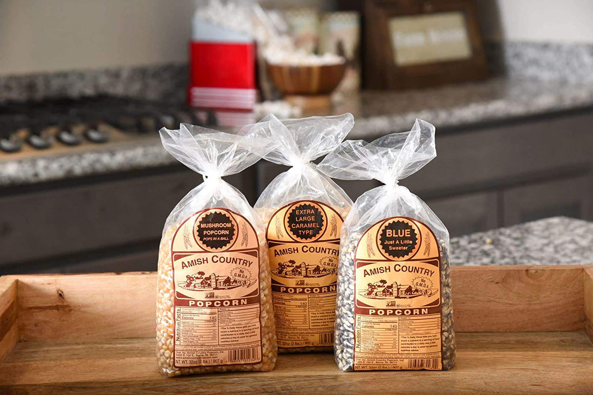 Amish Country Popcorn Gift Set packaging highlights easy sharing