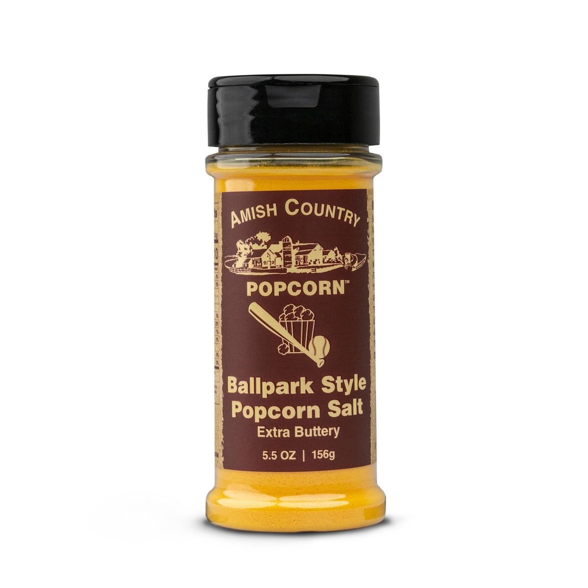 Amish Country Popcorn gluten-free and GMO-free packaging label.