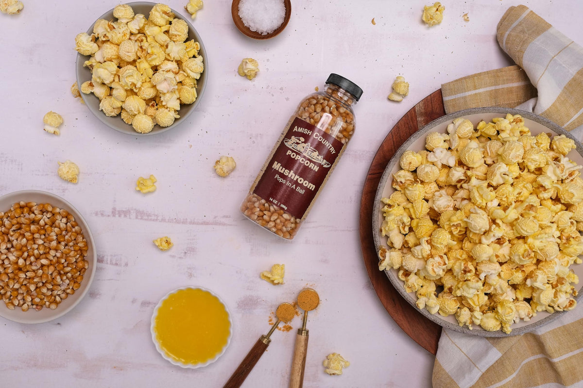 Amish Country Popcorn mushroom kernel close-up showing rich texture