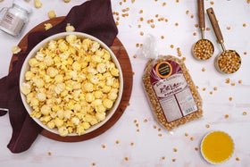 Amish Country Popcorn kernel close-up emphasizing crisp texture and aroma