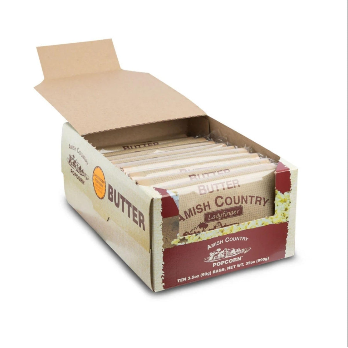 Amish Country Popcorn Ladyfinger Butter microwave bag in action for fast popcorn.