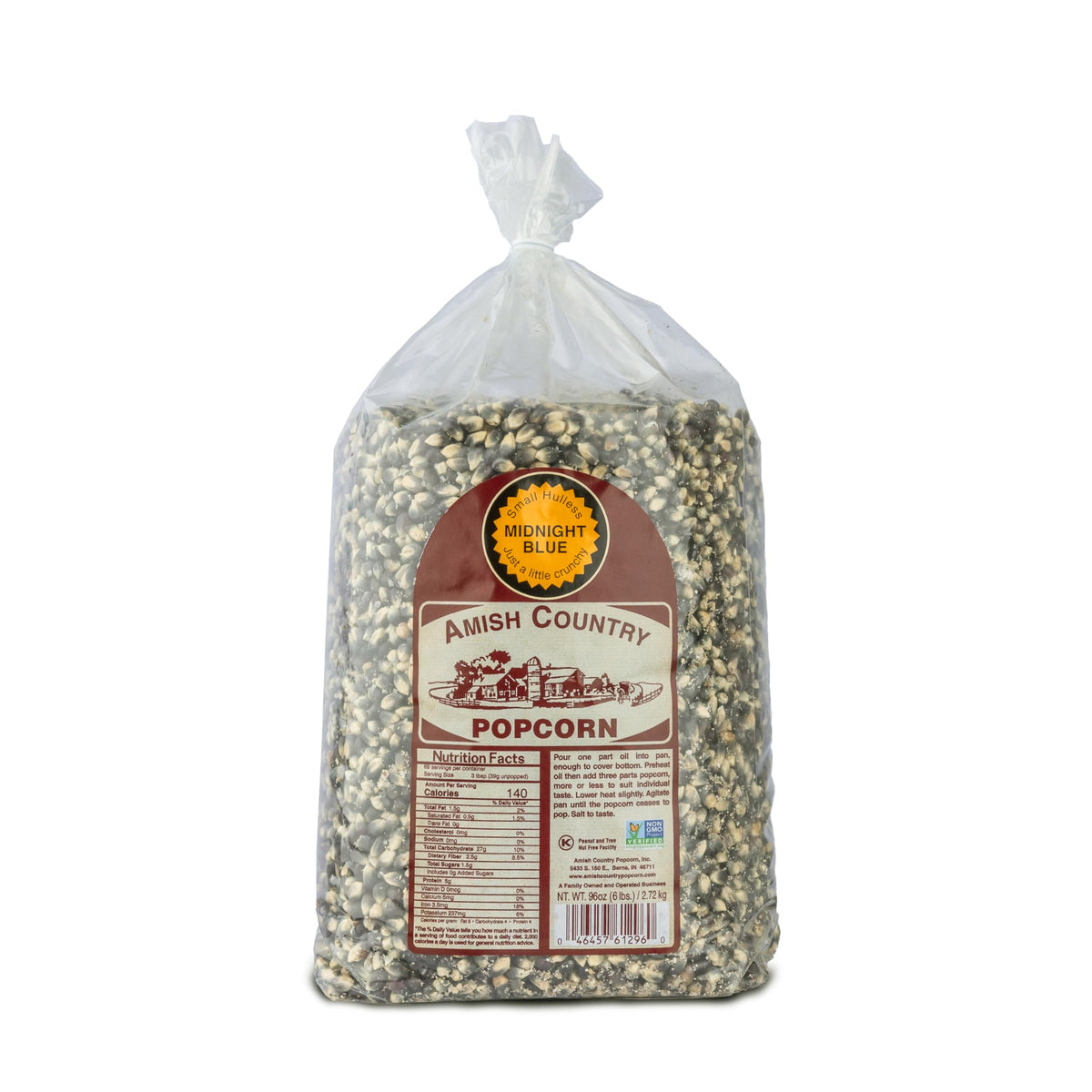 Amish Country Popcorn Midnight Blue 6lb bag for convenient family movie-night snacking.