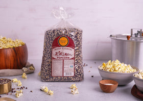 Amish Country Popcorn Midnight Blue bag label highlights Non-GMO and gluten-free.