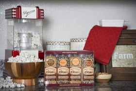 Amish Country Popcorn Midnight Blue kernels offer rich color and crisp pops for movie nights.