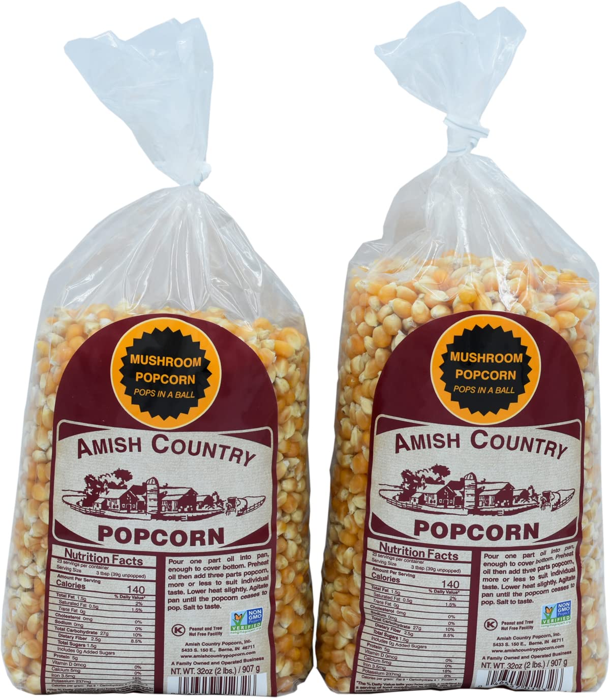 Amish Country Popcorn mushroom kernel bag close-up highlighting gourmet flavor