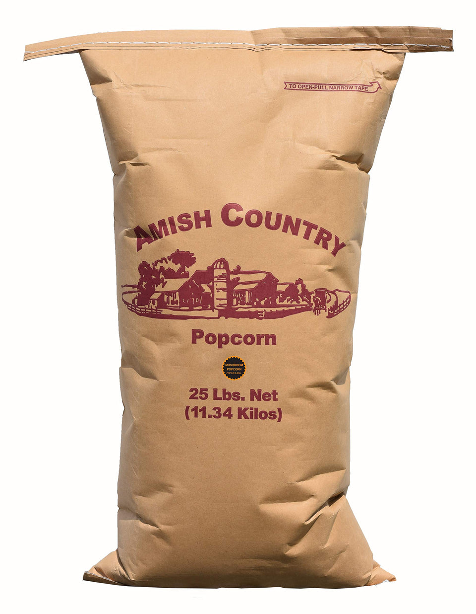 Amish Country Popcorn mushroom kernel bag for bulk use and long-term storage.