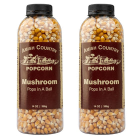 Amish Country Popcorn mushroom kernel bottle close-up highlighting gourmet texture for snacking