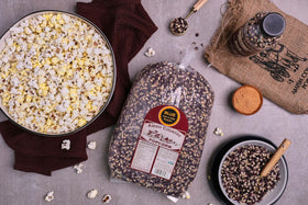 Amish Country Popcorn nut-free label on packaging.