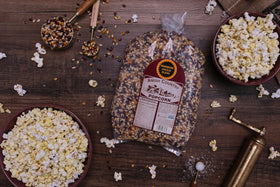 Amish Country Popcorn nut-free label promotes safe snacking at gatherings.