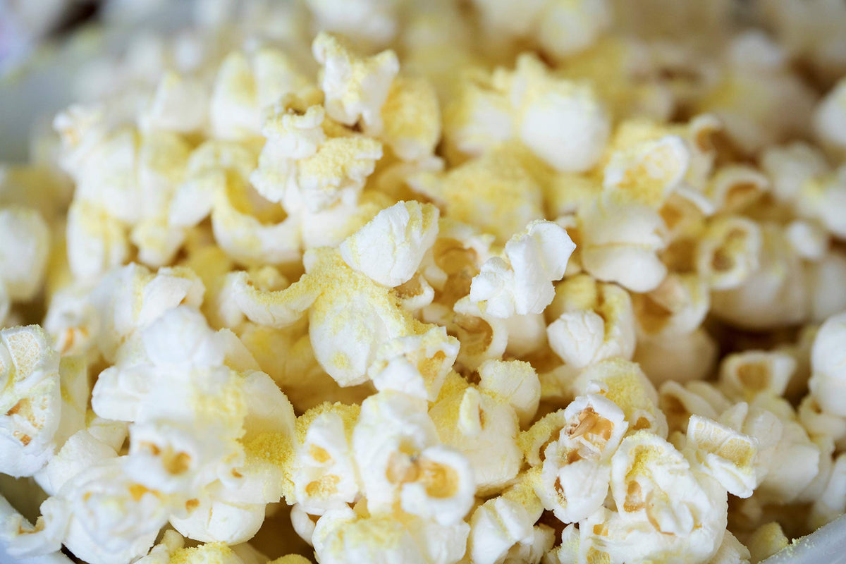Amish Country Popcorn Popcorn bowl setup for a family movie night.