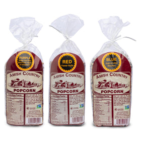 Amish Country Popcorn purple kernels in a bag for vibrant popping
