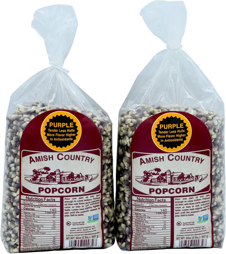 Amish Country Popcorn Purple Kernels Bag ready to pop for a fresh snack.