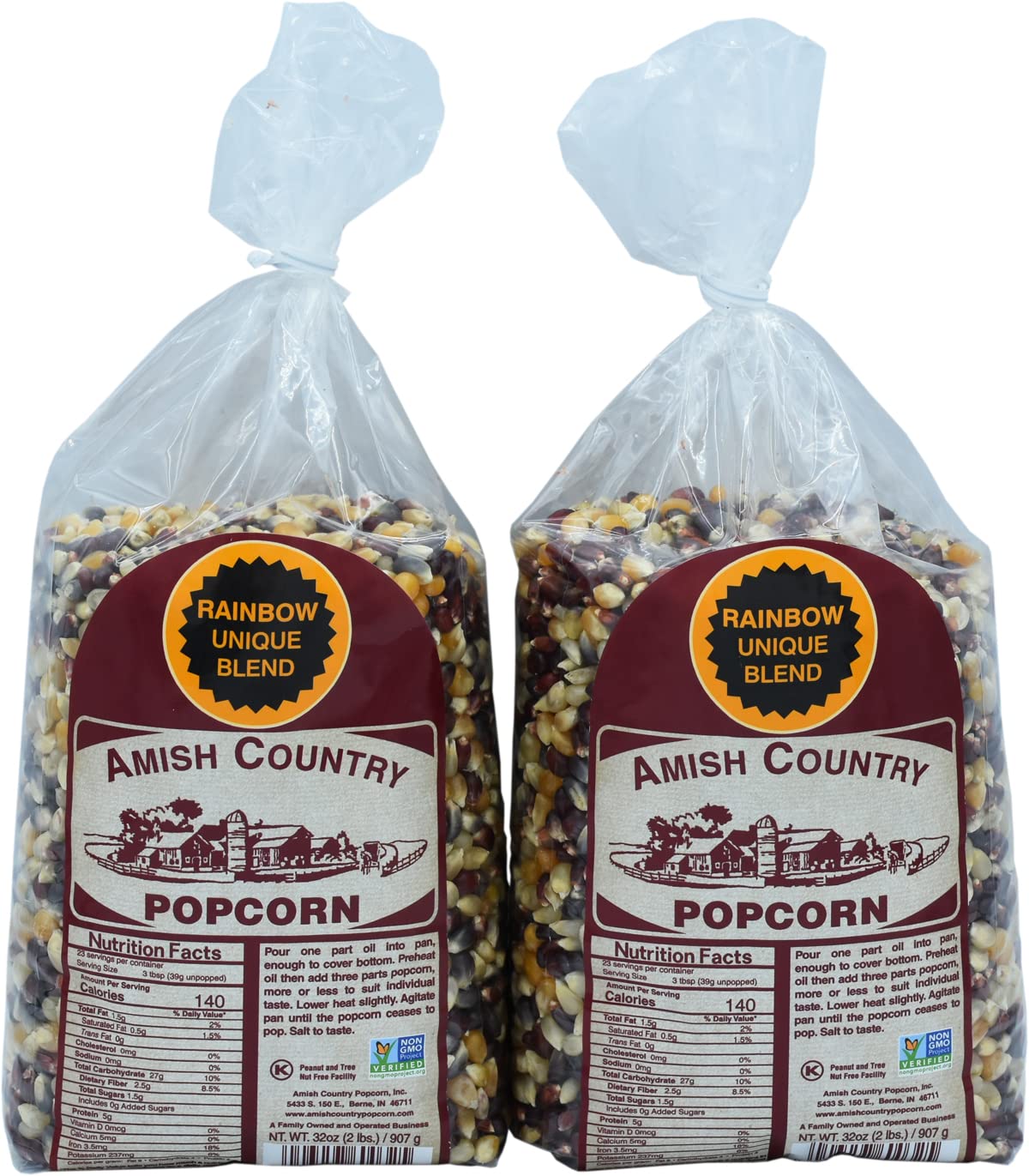Amish Country Popcorn rainbow kernels bag ready to pop for a colorful snack