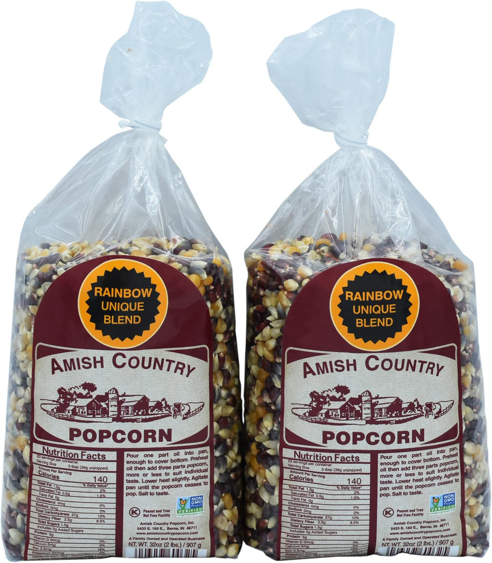 Amish Country Popcorn rainbow kernels bag ready to pop for a colorful snack