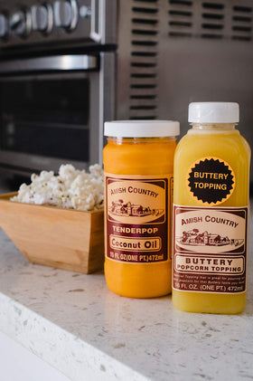 Amish Country Popcorn ready to serve bowl with fluffy popped corn