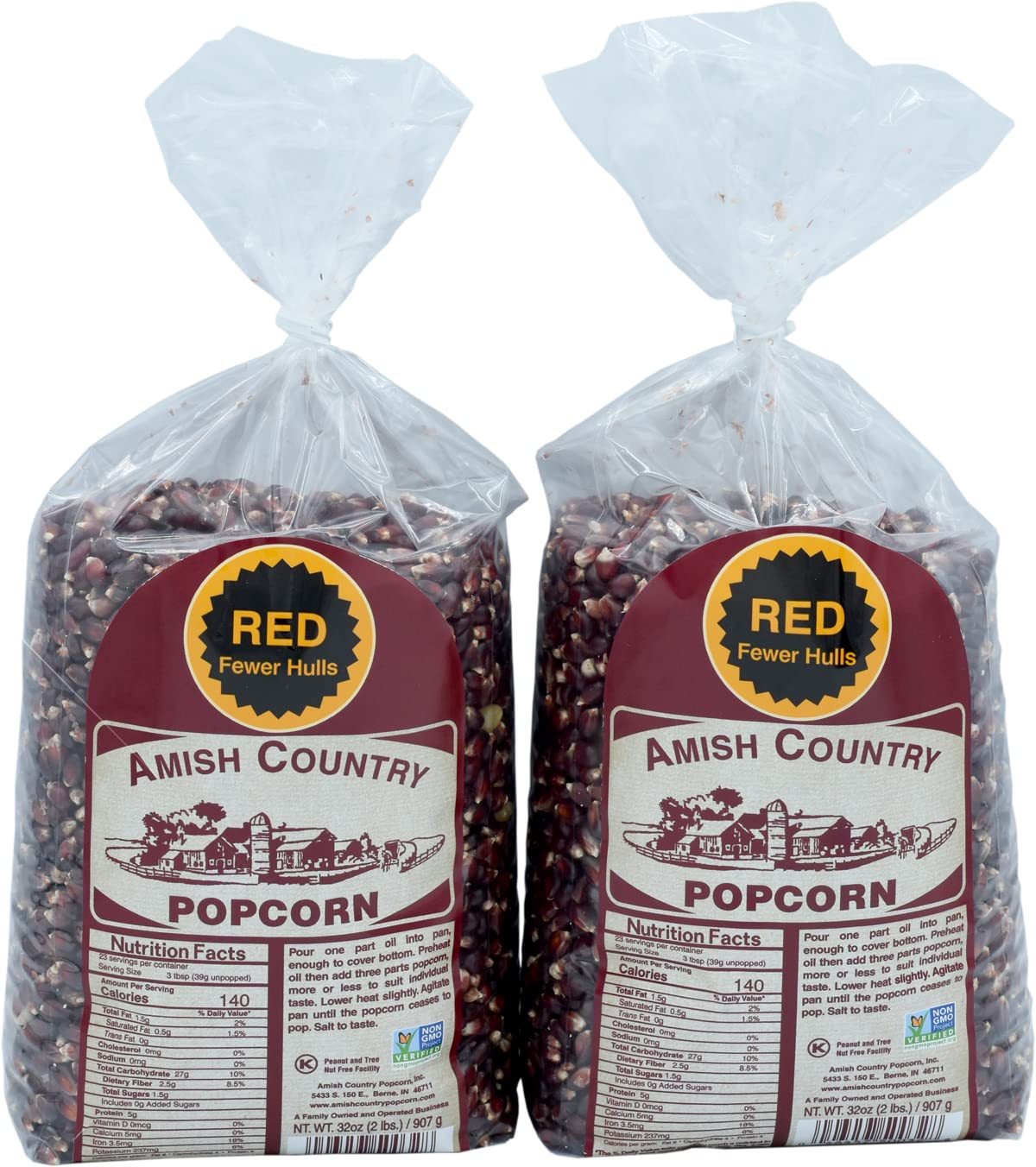 Amish Country Popcorn red kernel bag — premium non-GMO kernels for fresh, crunchy snacking.