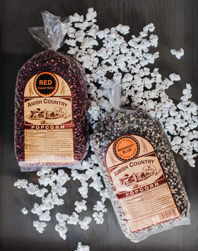 Amish Country Popcorn sturdy storage-friendly packaging to keep kernels fresh.