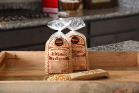 Amish Country Popcorn storage glass jar illustrating freshness and long-term storage