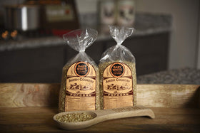 Amish Country Popcorn storage jar shown for cool, dry storage.