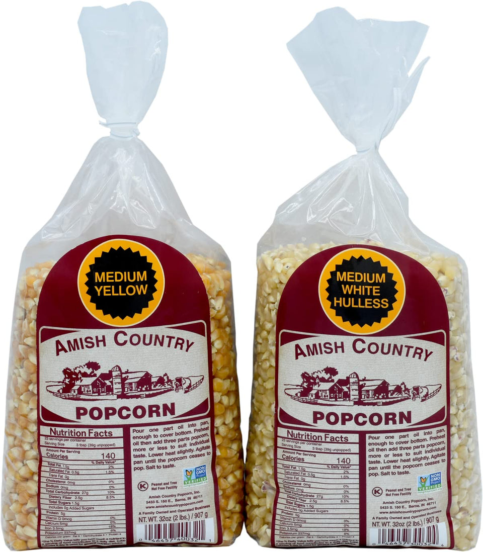 Amish Country Popcorn white medium kernels for light popping and snack ready