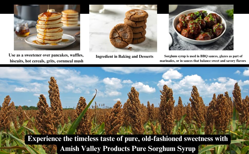 Amish Valley Sorghum Syrup used as baking glaze for biscuits and desserts.