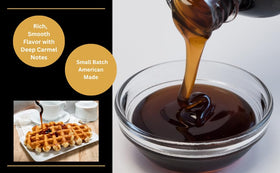 Amish Valley Sorghum Syrup poured over warm pancakes emphasizes rich, natural taste.